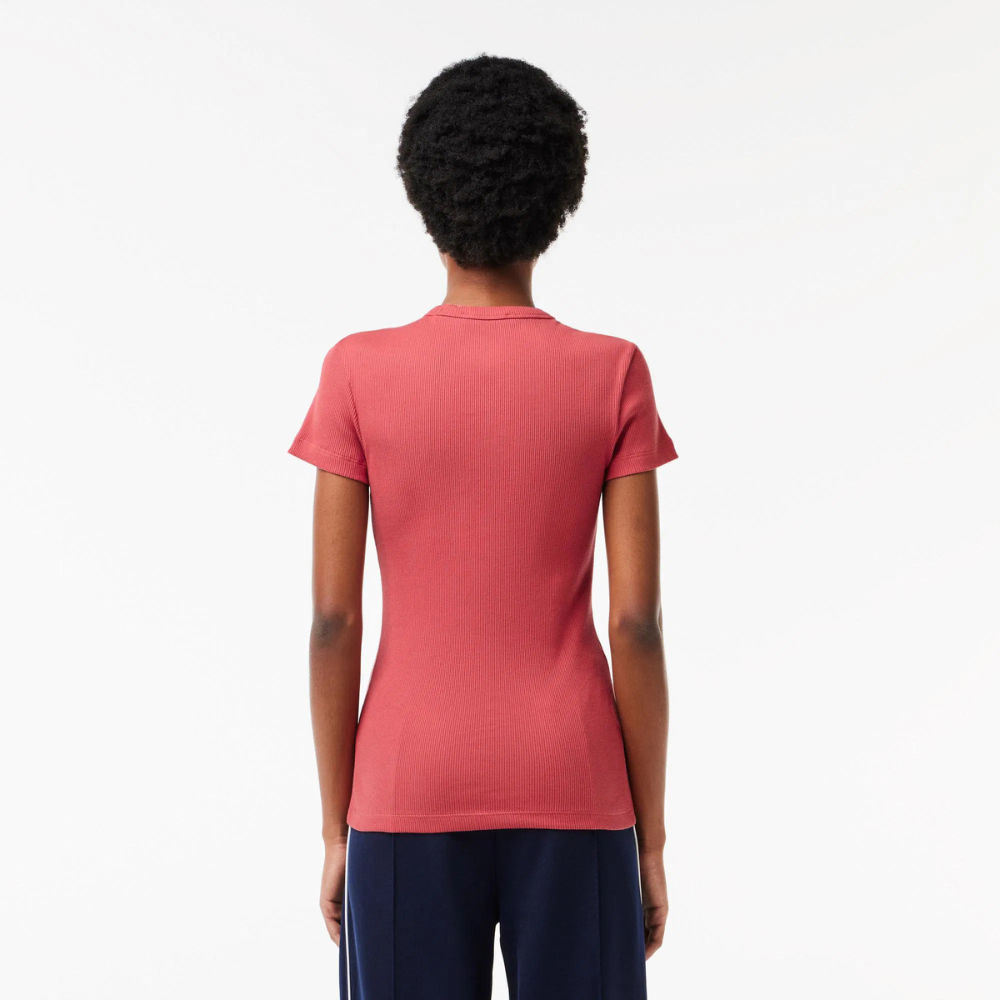 Lacoste Women's Slim Fit Ribbed Cotton T-Shirt TF5538-00 ZV9 (3)