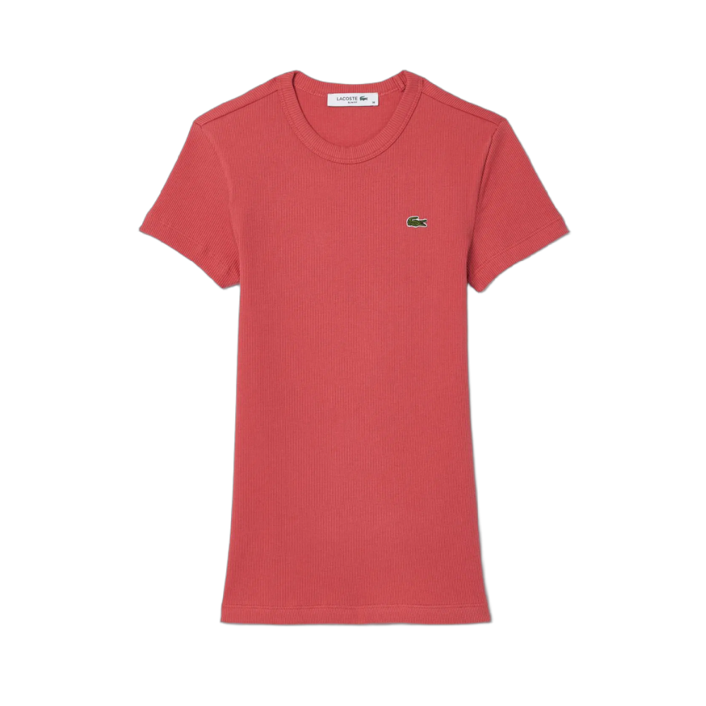 Lacoste Women's Slim Fit Ribbed Cotton T-Shirt TF5538-00 ZV9