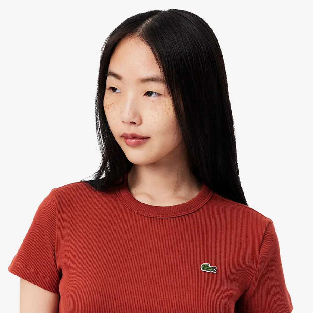 Lacoste Women's Slim Fit Ribbed Cotton Tshirt TF5538 51 AFS (2)