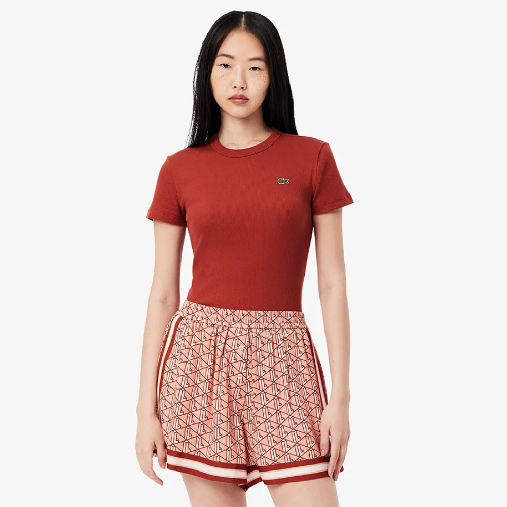 Lacoste Women's Slim Fit Ribbed Cotton Tshirt TF5538 51 AFS (3)