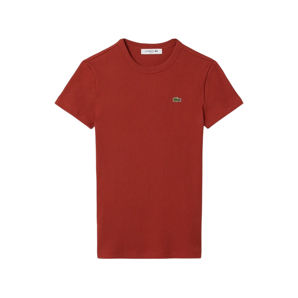 Lacoste Women's Slim Fit Ribbed Cotton Tshirt TF5538 51 AFS